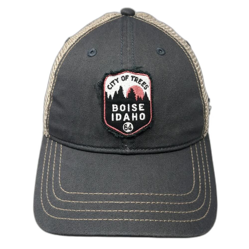 Camp David Trucker Hat Gray One Size Boise Idaho City Trees Patch Snapback Mesh